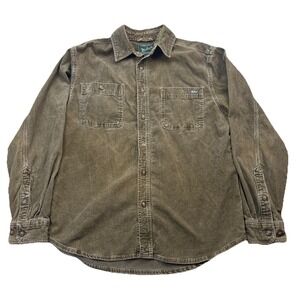 Vintage Woolrich Men's M Corduroy Button-Up Shirt Jacket Long Sleeve Olive Green